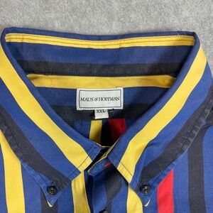 Maus & Hoffman Shirt Mens XXL Blue Striped Long Sleeve Button Down Made USA